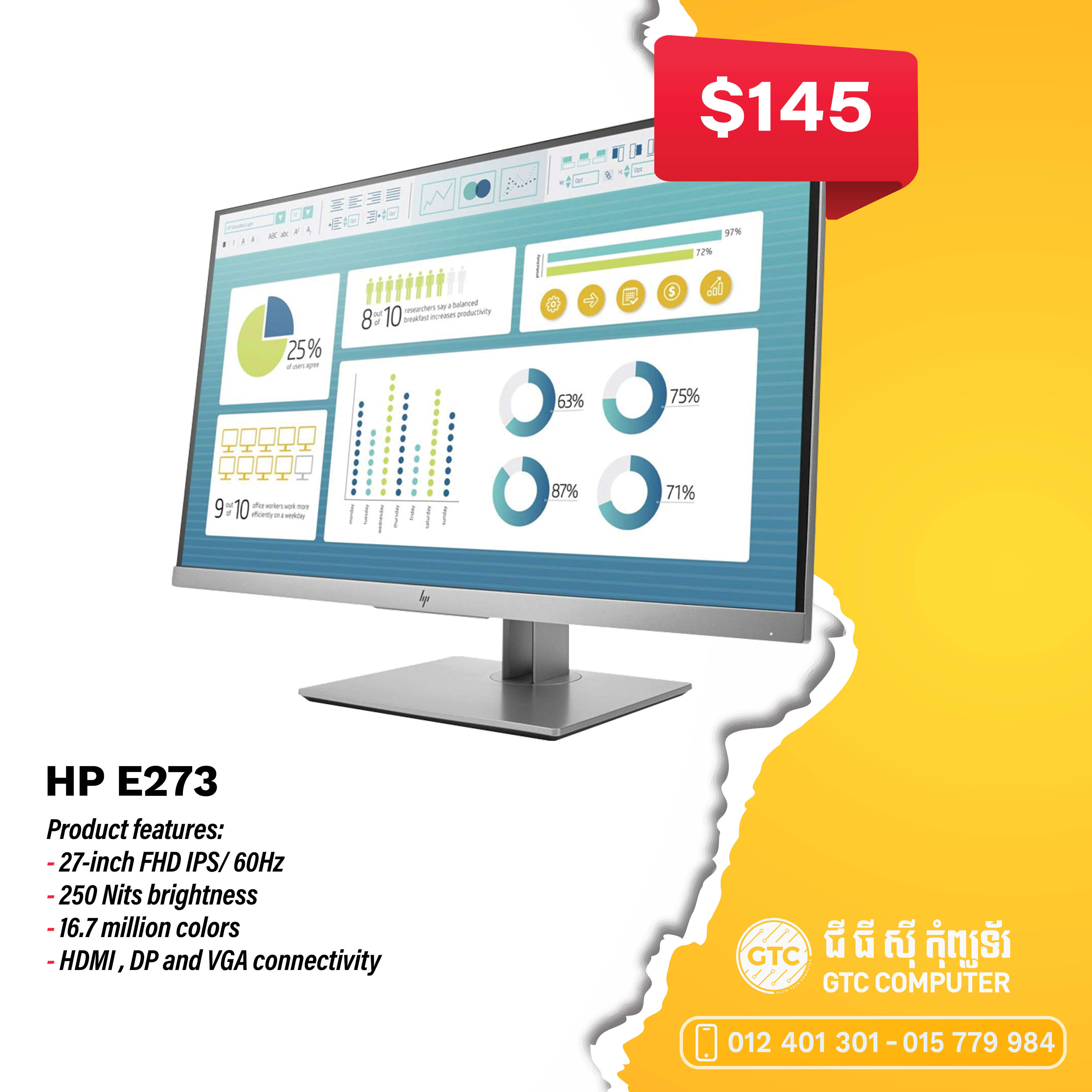 HP E273 27inch FHD 60Hz